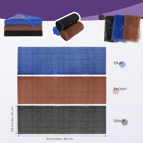 African Bath Sponge African Net Long Net Bath Sponge Exfoliating Shower Body Scrubber Back Scrubber Skin Smoother,Great for Daily Use (Black,Blue,Coffee) 3 Pack - color: Black,blue,coffee