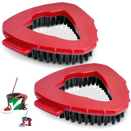 Spin Mop Scrub Brush Head Compatible with oceda EasyWring 1-Tank System, 2 pcs Scrub Brush, Floor Scrubber Hard Bristle Cleaning Brush for Bathroom, Kitchen, Tub and Tile