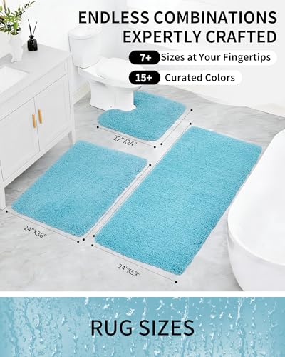 Bathroom Rugs Non Slip Washable, Ultra Thick Soft Microfiber Absorbent Bath Mats, High Density Foam Latex Non Slip Backing Bath Rugs, Fluffy Floor Carpet for Tub&Shower 24x17, Teal - color: Teal, size: 24" X 17"(Small Bathroom Rug)