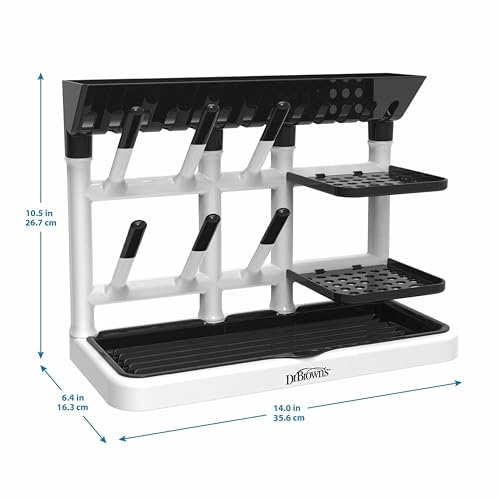 Dr. Brown's Drying Tower, Stand-Up Drying Rack, Countertop Baby Bottle Drying with Organized Storage for Baby Essentials, Space Saving Vertical Rack, Blue/White - style: Blue/White Rack