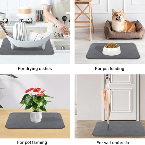 Stone Bath Mat Diatomaceous Earth Shower Mat Non-Slip Super Absorbent Quick Drying Diatomite Stone Mats for Bathroom Floor Kitchen, 2 Pack (Grey, 24x15) - color: Grey Wave