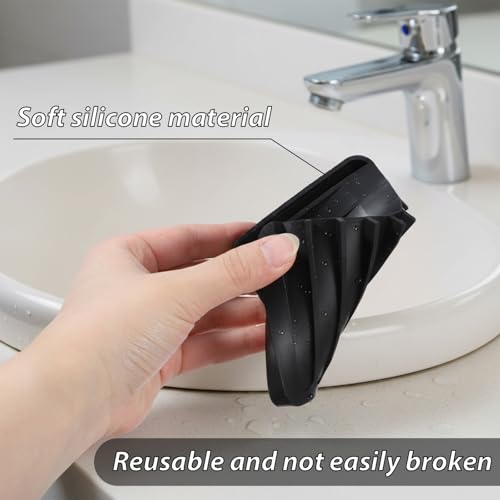 Silicone Soap Dishes Self Draining, 3 Pcs Soap Holder for Shower Bathroom Kitchen Sponges, Keep Dry Clean(Black)