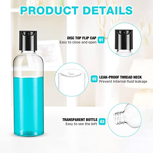 Roshtia 100 Pack 2 oz Travel Bottles for Toiletries, Clear Refillable Plastic Bottles with Disc Top Flip Cap, Leak Proof Empty Containers for Lotion, Shampoo, Essential Oil, Bulk Travel Size(Black) - color: Black, size: 2 oz