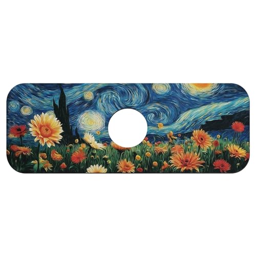 Faucet Fast Absorbent Pad - Starry Night Floral Field , Suitable For Kitchen, Bathroom, Island And Other Scenes - color: Starry Night Floral Field
