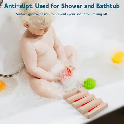 Silicone Soap Dish,Self Draining Soap Holder Perfect for Shower,Bathroom Sink,Kitchen Sink & Travel,Non-Slip Bar Soap Holder Extend Soap Life,Keep Soap Bars Dry & Easy Cleaning Pink-2Pcs - color: Pink-2pcs