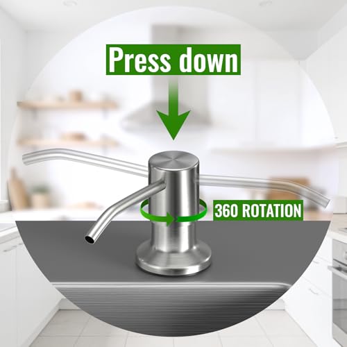 Kitchen Sink Soap Dispenser, Built in SoapDispenser, 47" Extension Tube kit, Counter Lotion Dispenser Pump, No Need More Refills (Brushed Nickel) - color: Brushed Nickel