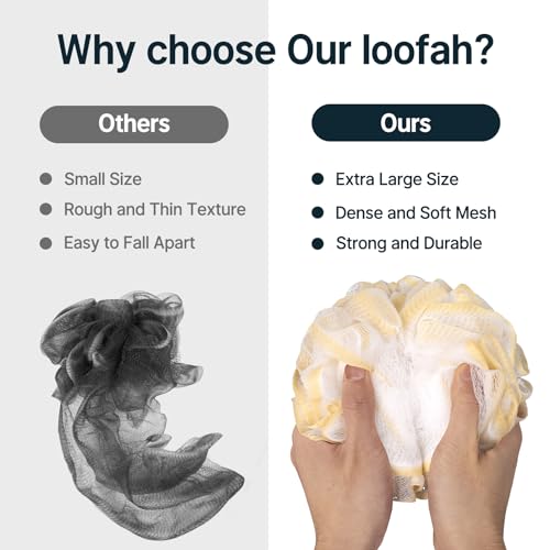AmazerBath Loofah Sponge, Shower Loofah 60g/PCS - Body Scrubber Loofa Set of 3 Tranquil Tints Trio, Bath Sponge for Men and Women - style: Tranquil Tints Trio