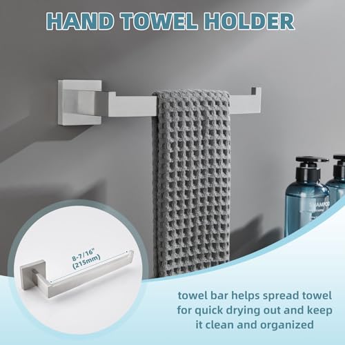 Bathroom Hardware Set 4-Piece, Angle Simple SUS304 Stainless Steel Bath Accessory Kit, Bathroom Fixture Set with Robe Hook, Toilet Paper Holder, Towel Holder and Towel Bar Brushed Nickel - color: Brushed Nickel
