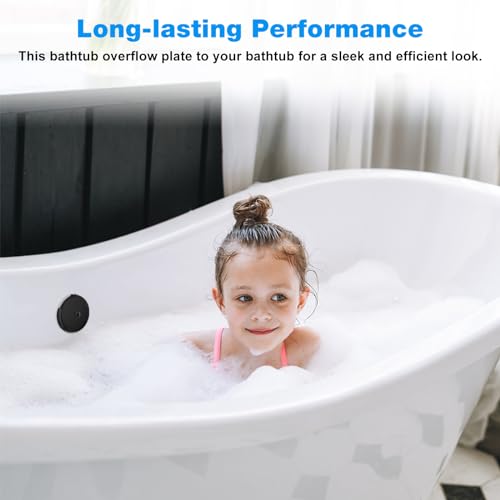 Bathtub Overflow Drain Cover-Single Hole Tub Bathtub Drain Cover | Fits Most Standard Overflow Drain Cover Bathroom Tub 3-1/8" - Matte Black