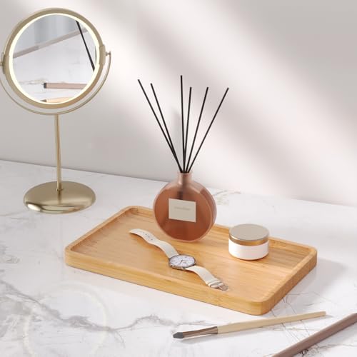 VERTORGAN Bamboo Serving Tray,9.8x5.9 Inch Decorative Trays Platter for Coffee Table,Living Room,Bar,Party,Mini Charcuterie Boards Cheese Board,Home Decor（Natural） - color: Natural, size: 9.8" x 5.9" x 0.6"