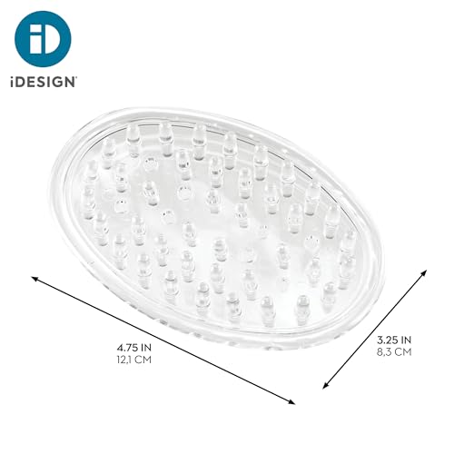 iDesign Plastic Soap Dish, Soap Saver, and Kitchen Sponge Holder - Set of 3, 0.75” x 3.25” x 4.75”, Clear | For Kitchen, For Bath - color: Clear, style: Pack of 3