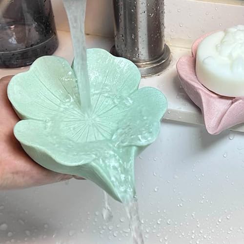 Soap Dish Soap Holder Self-Draining Soap Dish, Resin Bar Soap Holder, Lucky Four-Leaf Clover Shape Soap Tray Soap Saver for Bathroom,Kitchen,Sink,Bathtub, Easy Cleaning and Keep Dry - color: Lucky Four-leaf Clover