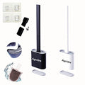 Toilet Brush with Holder Silicone Toilet Brush and Cleaning Brush for Household Bathroom Toliet Brush Set (White,Black) - color: White,black