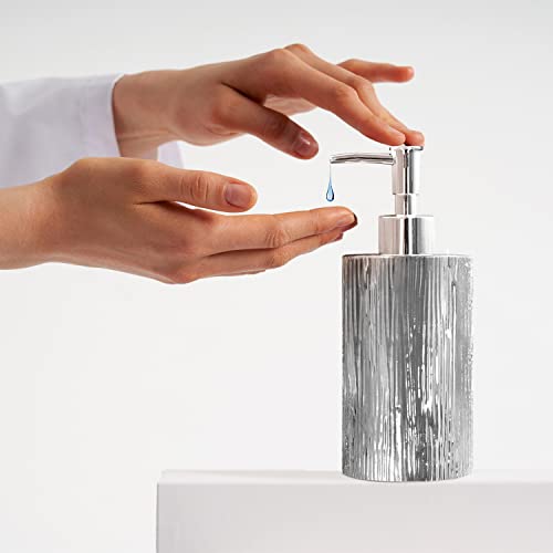 Blue Donuts Bathroom Accessories Set, Toothbrush Holder, Soap Dispenser, Silver, Ceramic, 4 Piece - color: Silver