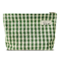 HAPPYHEIDI Large Cute Green Checker Makeup Bag with Compartment Cosmetic Travel Pouch, Nylon Fabric, Purse Organizer, Canvas Lined, Beige Plaid - color: 001 SX427 Green Gingham Canvas
