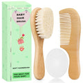 Baby Hair Brush and Comb Set for Newborns & Toddlers | Wooden Baby Brush Set with Soft Goat Bristles l Wood Comb l White Cradle Cap Brush| Ideal for Cradle Cap (3 Piece) - color: White Cradle Cap Brush+hair Brush+wood Comb