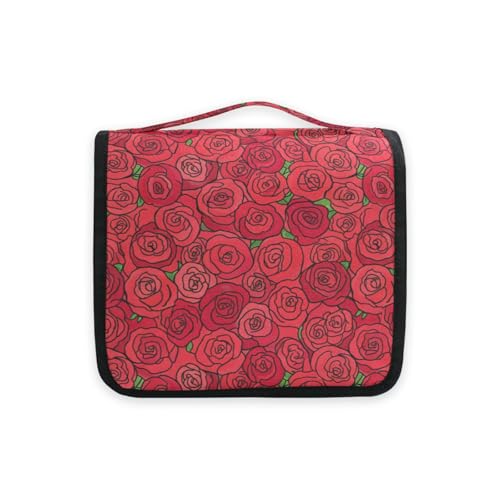MNSRUU Hanging Toiletry Bag Romantic Red Rose Valentine Florals Makeup Bag Portable Travel bag for Toiletries Organizer Bags for Women Men, Travel-Essentials Bag - color: Flower 01