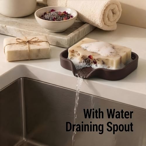 Zulay Kitchen Small Silicone Sponge Holder (4.9x3.3”) – Space-Saving Sink Organizer Tray for Sponge, Soap, Brush & More – Compact Non-Slip Dish for Kitchen & Bathroom (Chocolate) - color: Chocolate (Small), size: Small (4.9x3.3)