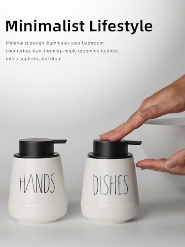 Ceramic Soap Dispenser Set, 13oz Wash Soap Dispenser(Liquid-Hands & Dishes) - color: Liquid-hands & Dishes