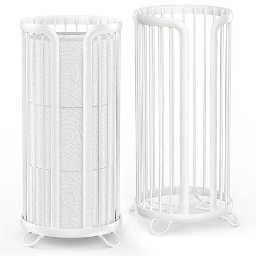 Bunoxea Toilet Paper Holder Stand, Freestanding Toilet Tissue Organizer, Minimalistic Storage Solution, Reserve Mega Rolls,Modern -2PACK White - color: White, size: 2 Pack