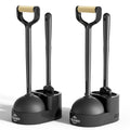 Sellemer Toilet Brush and Plunger Set, Curved Head Deep Clean, Black 2 Pack | Brush and Plunger set, Curved Nylon Bristles for Deep Clean, Strong Suction Plunger, Ventilated Holder for Quickly Air Dry - color: Black