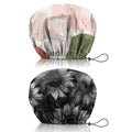 2 PCS Shower Cap Reusable Waterproof Double Layers Hair Caps Shower Bath Adjustable Elastic Hat for Women Girls Cute Aesthetic-Color Block Sunflower - color: AI18-Color Block Sunflower