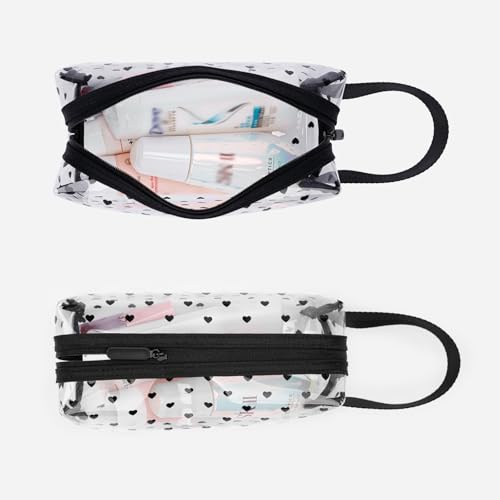 GIVLEFLY Clear TPU Toiletry Bag Set for Women & Men, 3PCS Waterproof Makeup & Skincare Organizer with Zipper, Soft Transparent Travel Cosmetic Pouch with Handle & Hanging Loop,B - size: Model B solid pattern