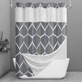 Yiatn Grey Blue No Hook Shower Curtain with Snap in Liner - Hotel Style with See Through Mesh Top Window, Modern Geometric Waterdrop Design,Waterproof and Washable,- 71x74 INCH - color: Grey Blue, size: 71"W x 74"L (Pack of 1)
