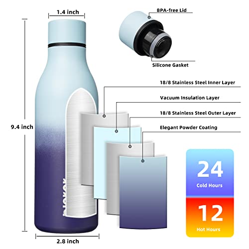 BJPKPK Insulated Water Bottles, 18 oz Stainless Steel Metal Water Bottle with Strap, BPA Free Leak Proof Jugs, Mugs, Flasks, Reusable Thermal Flasks for Sports & Travel, Ocean Dream - color: Ocean Dream, size: 18 Ounces, style: 18oz