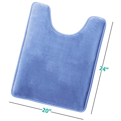Clara Clark Bathroom Rugs, Velvet Memory Foam Bath Mat, Non-Slip, Machine Washable Bath Rugs - Dries Quickly, Ultra Soft Plush Bath Mats for Bathroom, 20 x 24, Calm Blue - color: Calm Blue, style: Contour