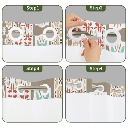 No Hook Shower Curtain with Snap in Liner Set FYLX00223 - color: Mediterranean Floral