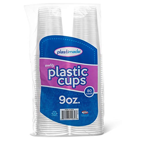 [80 Count] PlastiMade 9 Oz Clear Plastic Disposable Reusable Drinking Cups For Home, Office, Wedding, Events, Parties, Take Out, Water, Juice, Soda, Beer Cocktails (1 Pack) - color: 1 Pack, size: 9 Ounces