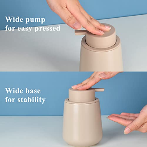 BosilunLife Hand Soap Dispenser - Ceramic Dish Soap Dispenser for Bathroom 12ounce Refillable Liquid Hand Wash Dispenser for Essential Oil, Lotion Soap, Khaki - color: Khaki