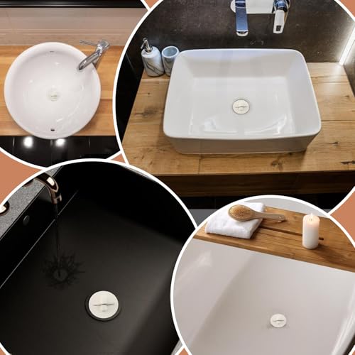 Semetall Drain Stopper 6 Pack 1-1/2" Bath Plugs Rubber White | Sink Plug with Hanging Ring for Bathtub,Bathroom,Kitchen - size: 1-1/2”