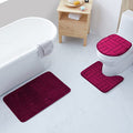 All American Collection 3PC Memory Foam Bath Mats Soft Plush Stripe Design Anti-Slip Shower Bathroom Contour Toilet Lid Cover Rugs (Stripe Raspberry) - color: Stripe Raspberry