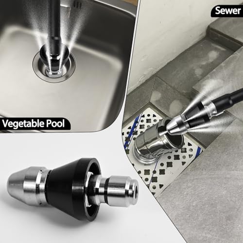 Sewer Jetter Nozzle,Stainless Steel,Drain Augers, Sewer Pipe Dredging and Cleaning Tools for Pipe Unclogging - Drain Clog Remover | Hair Clog Remover | Toilet Clog Remover （Type B） - style: B
