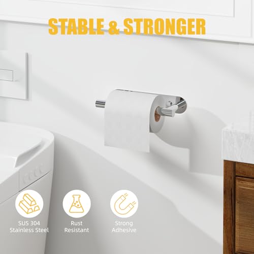 BESy Adhesive or Screw Toilet Paper Holder Wall Mount Rustproof Modern Roll Holder Flexible Pivoting Adjustable Tissue Handle with Self Adhesive or Mounted with Screws Stainless Steel Polished Chrome - color: Polished Chrome