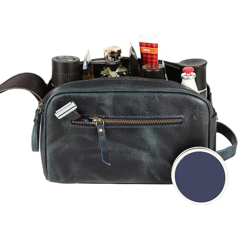 KomalC Travel Toiletry Bag – Premium Leather Dopp Kit for Men & Women with Water-Resistant Lining & Spacious Zippered Organizer - style: 1 Zip Classic Sea Green