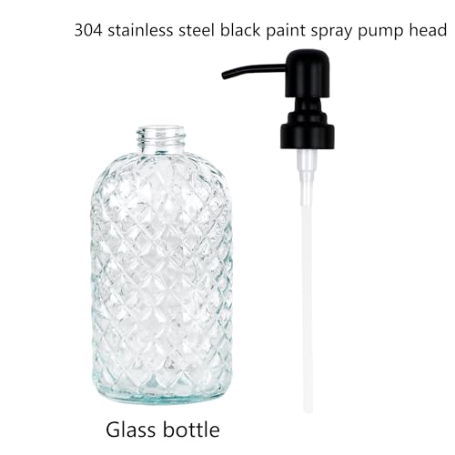 12Oz Glass Soap Dispenser with 304 Black Rustproof Stainless-Steel Pump, Refillable Glass Soap Dispenser for Kitchen, Bathroom, Farmhouse (Clear) - color: Clear