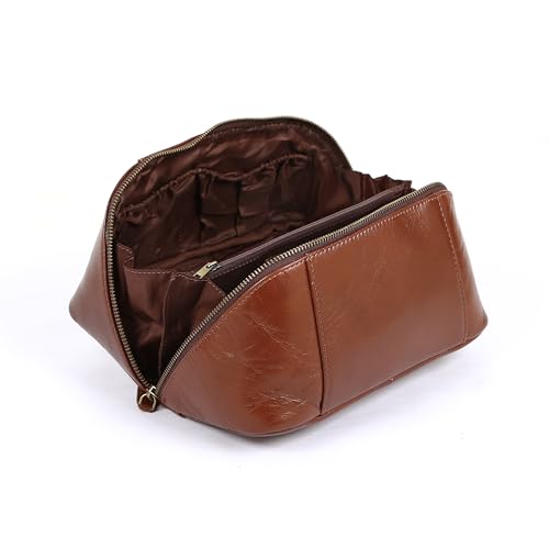 KomalC Luxury Leather Men’s Toiletry Travel Bag – Handmade Shaving Kit with Waterproof Interior, Spacious Storage & Carry Handle – leather travel Kit Bag for Men & Women (Wine) - color: Wine