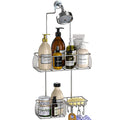 Epicano Shower Caddy Hanging Over Head, Chrome,Stainless Steel | Rustproof,4 Hooks for Towels,Sponge and & Bathroom Accessories,Anti-Swing Suction Cups & Adhesive hooks - color: Silver