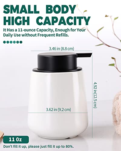 Bosilunlife Liquid Soap Dispenser - 12Oz Lotion Dispenser with Pump Matte White Ceramic Soap Dispenser Bathroom Dish Hand Wash Dispenser for Kitchen Pump Dispenser - color: Matte White
