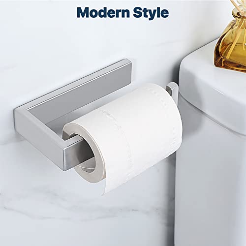 Sayayo Brushed Nickel Toilet Paper Holder Wall Mount, Toilet Tissue Holder for Bathroom Tp Holder Square, SUS304 Stainless Steel 6 Inch - color: Brushed Nickel