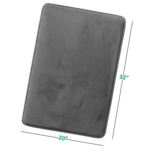 Clara Clark Bathroom Rugs, Velvet Memory Foam Bath Mat, Non-Slip, Machine Washable Bath Rugs - Dries Quickly, Ultra Soft Plush Bath Mats for Bathroom, 20 x 32, Grey - color: Dark Grey, style: 20 x 32