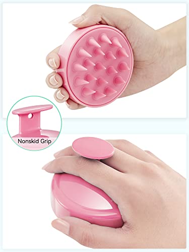HEETA Scalp Massager Hair Growth, Soft Silicone Scalp Scrubber Shampoo Brush for Exfoliation, Dandruff Removal Head Massage Stress Relax, Wet & Dry Use for Thick Thin Curly Hair Care, Cherry Pink - color: 03-pink