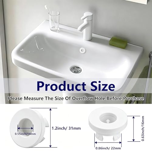 Sink Overflow Ring Brass Drain Cover Basin Sink Spillover Caps Round Sink Drain Insert Plug (White) - color: White
