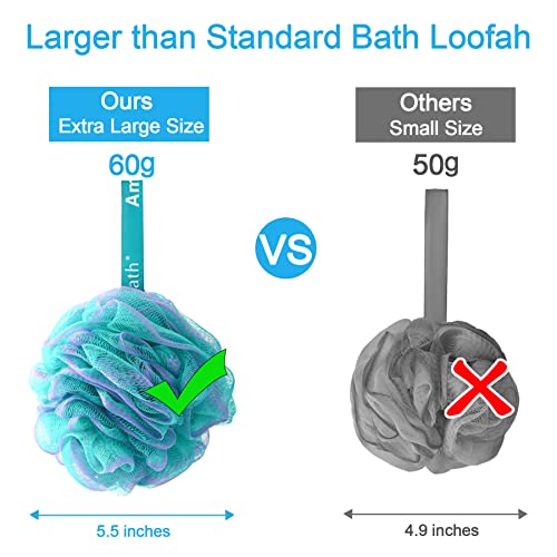 AmazerBath Loofah Sponge 60g/Piece, Exfoliating Bath Sponge Body Scrubber - Loofa Set of 4 Flower Color (Green-Purple) - style: Green-purple