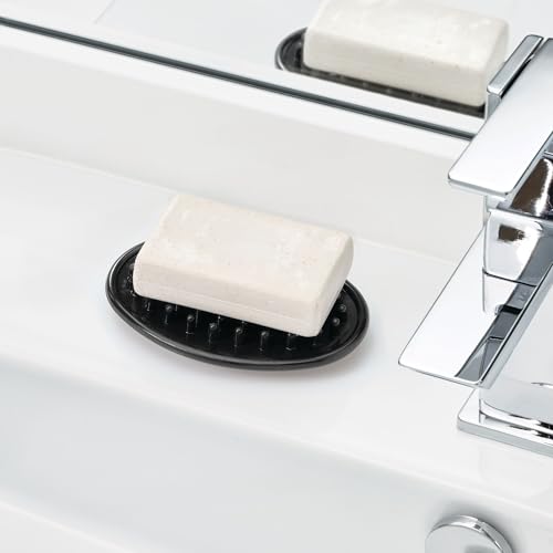 iDesign Soap Saver for Bar Soap - Soap Dish Holder for Bathroom Sink - Set of 3 - Black - color: Black, style: Pack of 3
