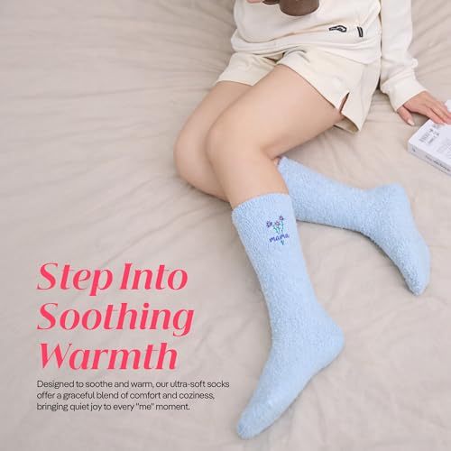 CoolMate Cozy Soft Cloud Socks, Fuzzy Socks for Women - color: B.02 - Mama Flowers Blue
