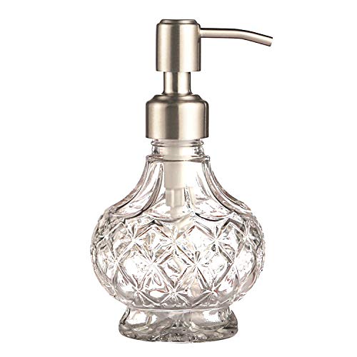 YunNasi Soap Dispenser with Pump, Clear Crystal Design, Vintage and Elegant, Refillable Liquid Hand Soap Dish Soap Dispensers for Bathroom Counter, Kitchen Sink (Style 1) - color: Style 1